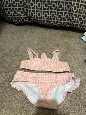 Copper Key Pink and White Houndstooth Bikini Set